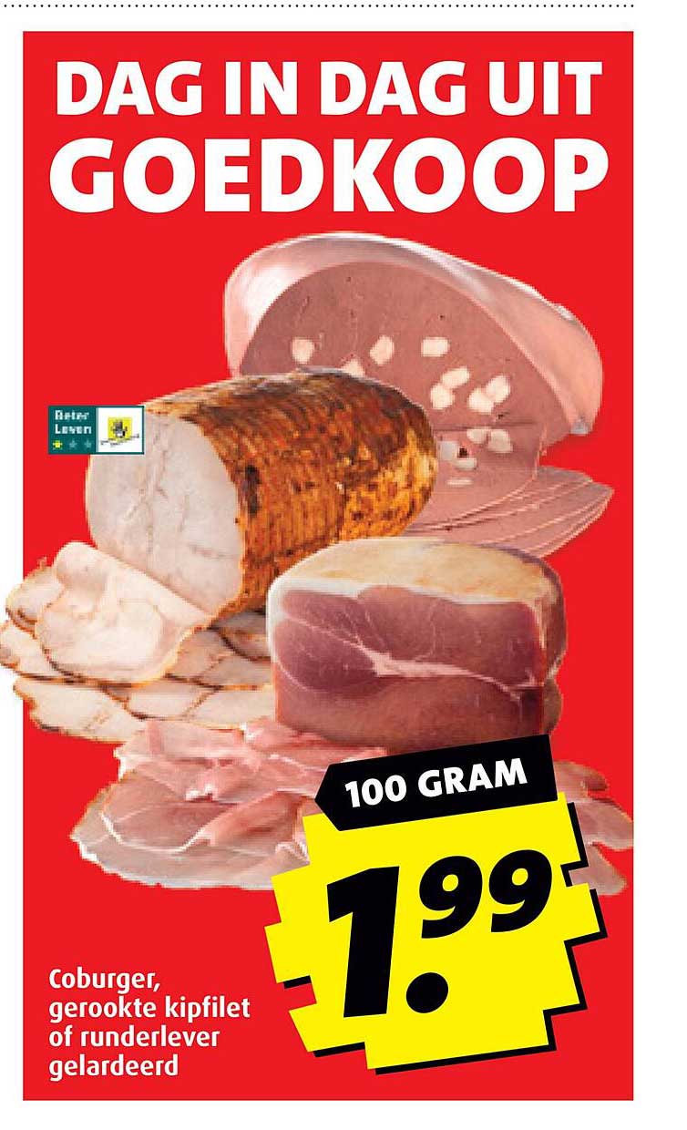 Coburger, gerookte kipfilet of runderlever gelardeerd