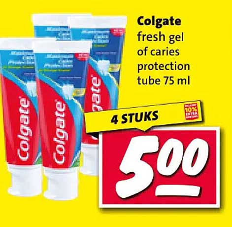 Colgate fresh gel of caries protection tube 75 ml - 4 STUKS