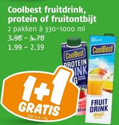 Coolbest fruitdrink, protein of fruitontbijt