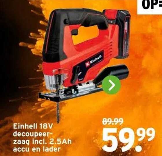 Einhell 18V decoupeerzaag incl. 2.5Ah accu en lader