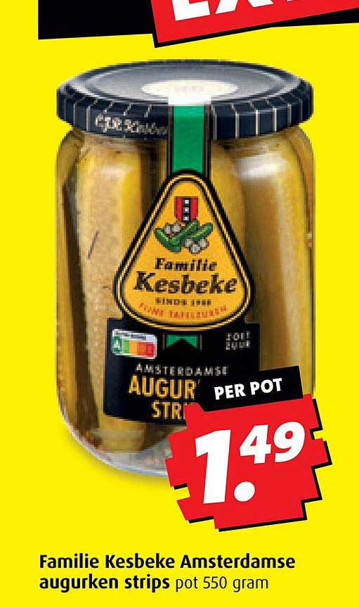 Familie Kesbeke Amsterdamse augurken strips pot 550 gram