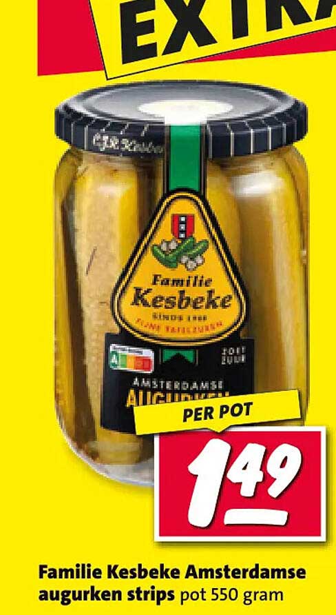 Familie Kesbeke Amsterdamse augurken strips pot 550 gram