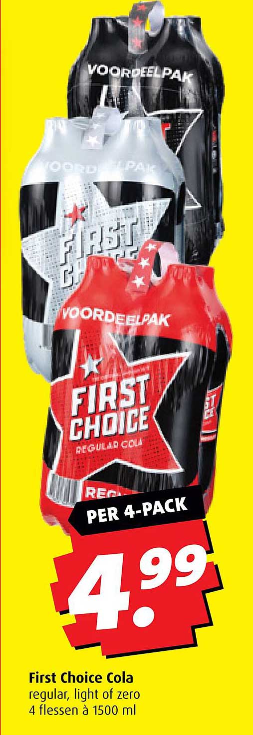 First Choice Cola per 4-pack voor €4,99