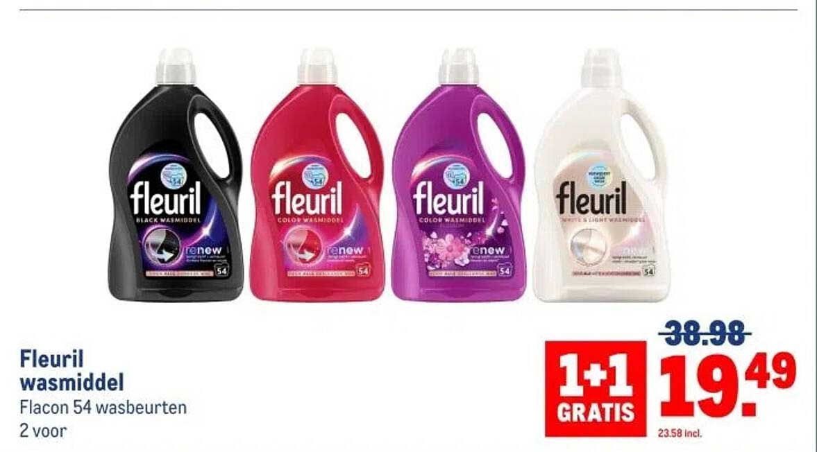 Fleurl wasmiddel Flacon 54 wasbeurten 2 voor