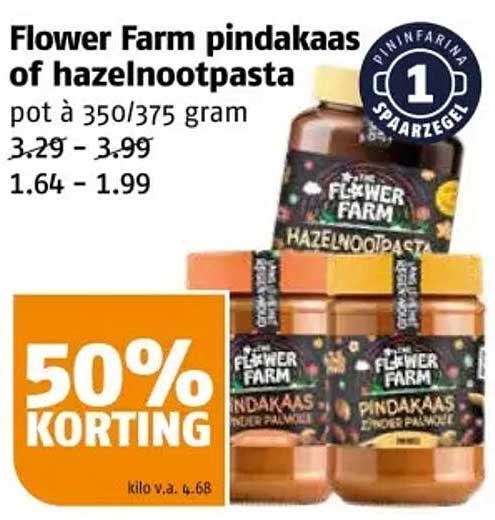 Flower Farm pindakaas of hazelnootpasta