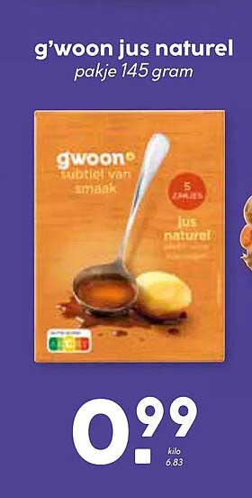 g'woon jus naturel pakje 145 gram