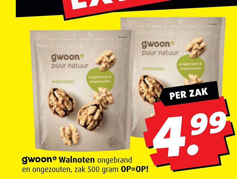 gwoon® Walnoten ongebrand en ongezouten, zak 500 gram