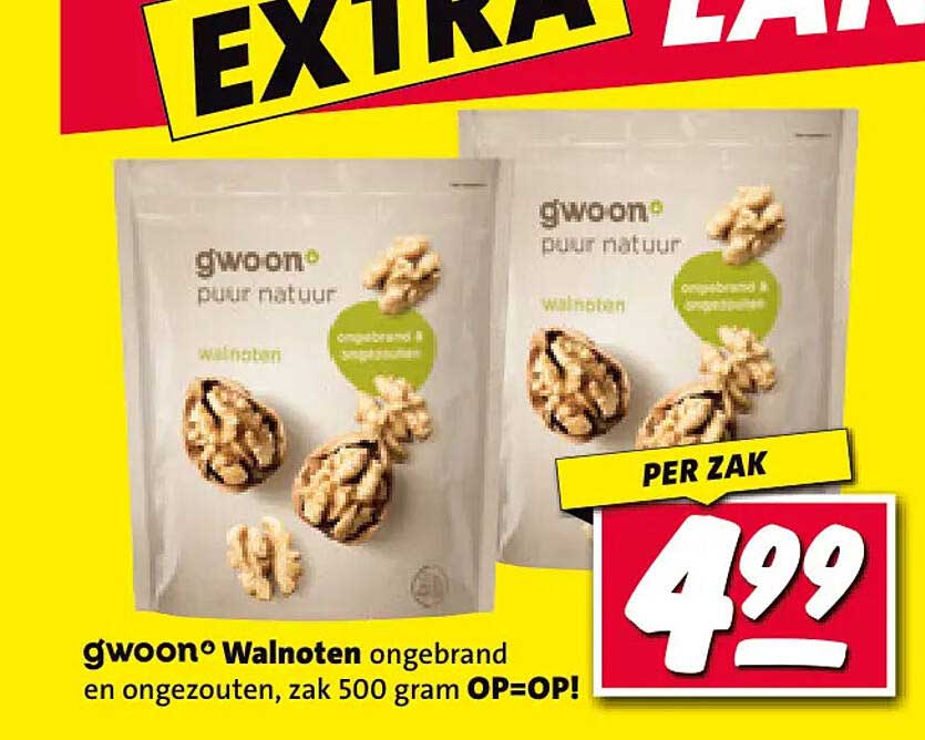gwoon® Walnoten ongebrand en ongezouten, zak 500 gram