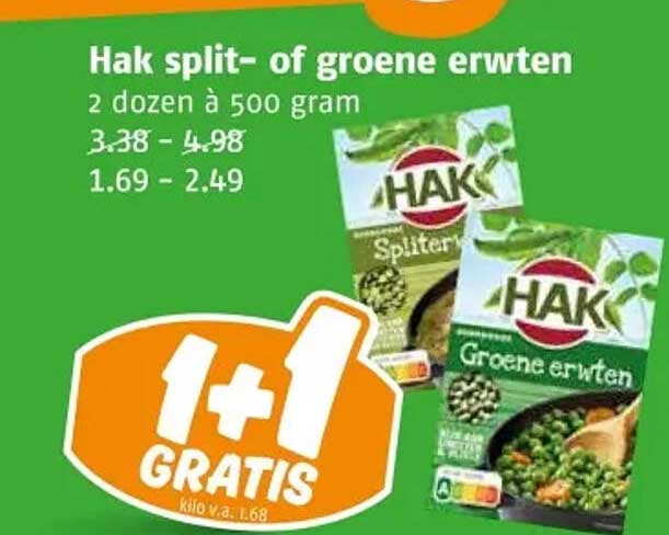 Hak split- of groene erwten
