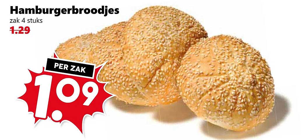 Hamburgerbroodjes zak 4 stuks