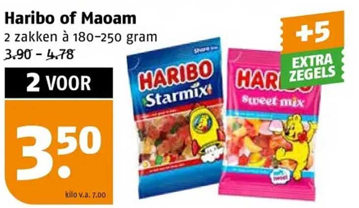 Haribo of Maoam 2 zakken à 180-250 gram