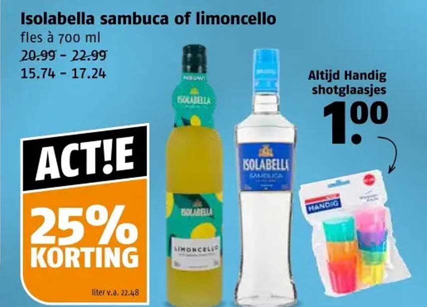 Isolabella sambuca of limoncello fles à 700 ml