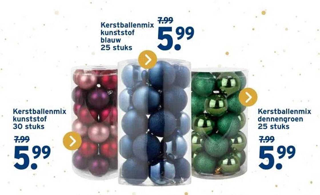Kerstballenmix kunststof 30 stuks