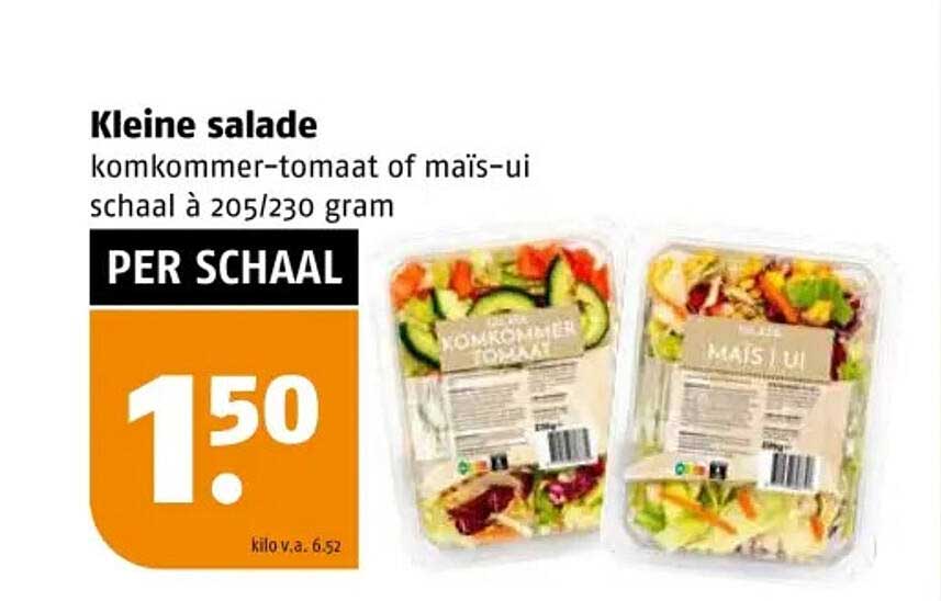 Kleine salade komkommer-tomaat of maïs-ui schaal à 205/230 gram