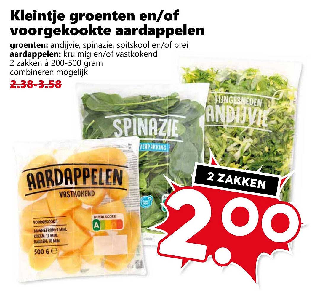 Kleintje groenten en/of voorgekookte aardappelen
