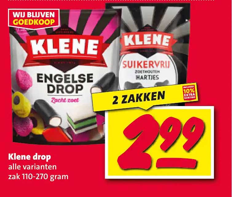 Klene drop alle varianten zak 110-270 gram