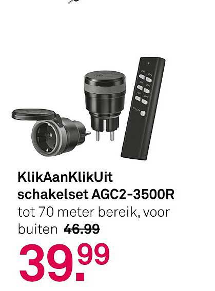 KlikAanKlikUit schakelset AGC2-3500R tot 70 meter bereik, voor buiten