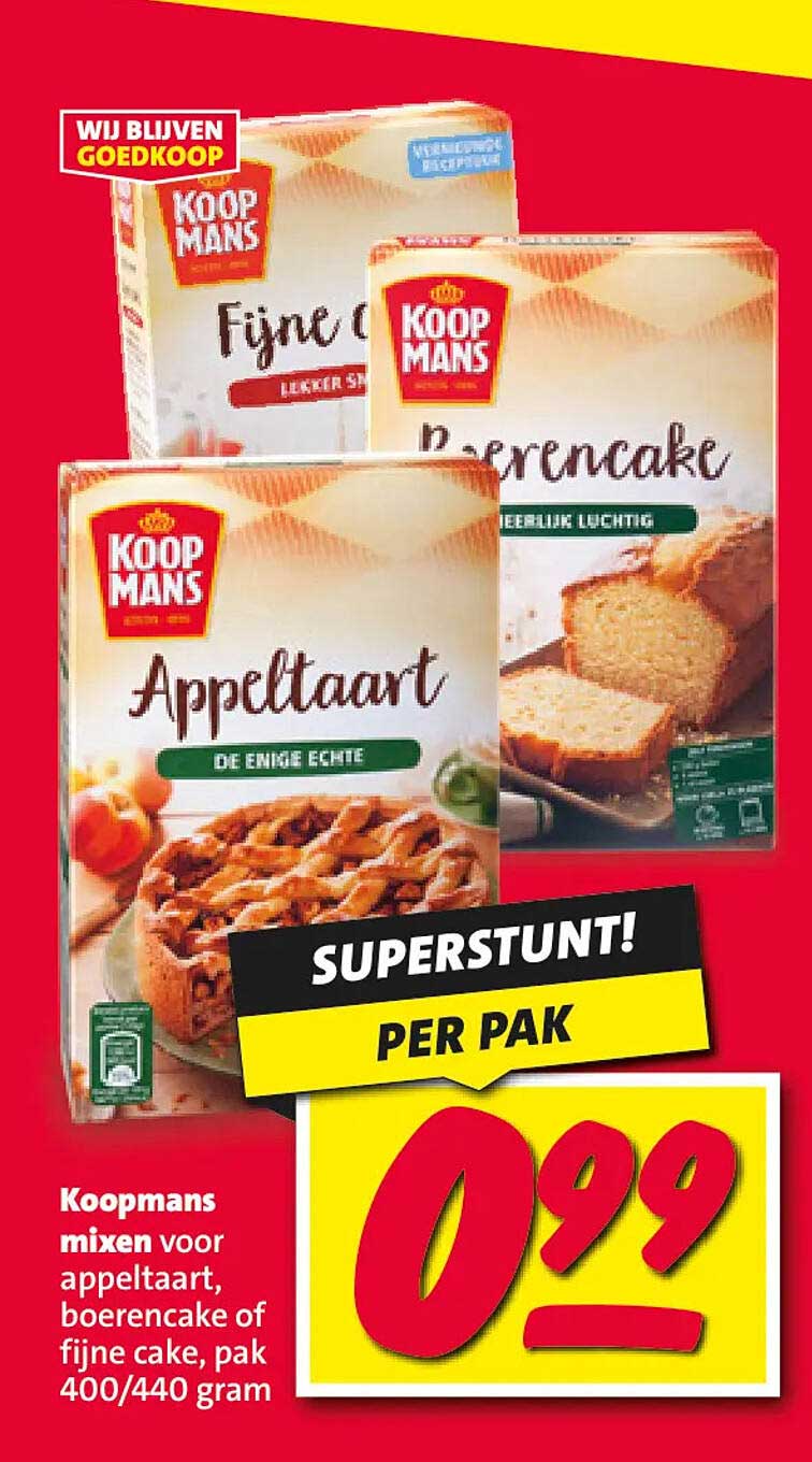 Koopmans mixen voor appeltaart, boerencake of fijne cake, pak 400/440 gram