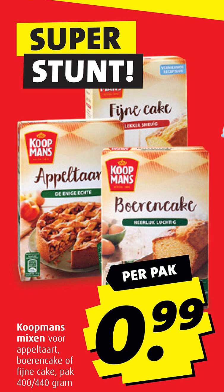 Koopmans mixen voor appeltaart, boerencake of fijne cake, pak 400/440 gram