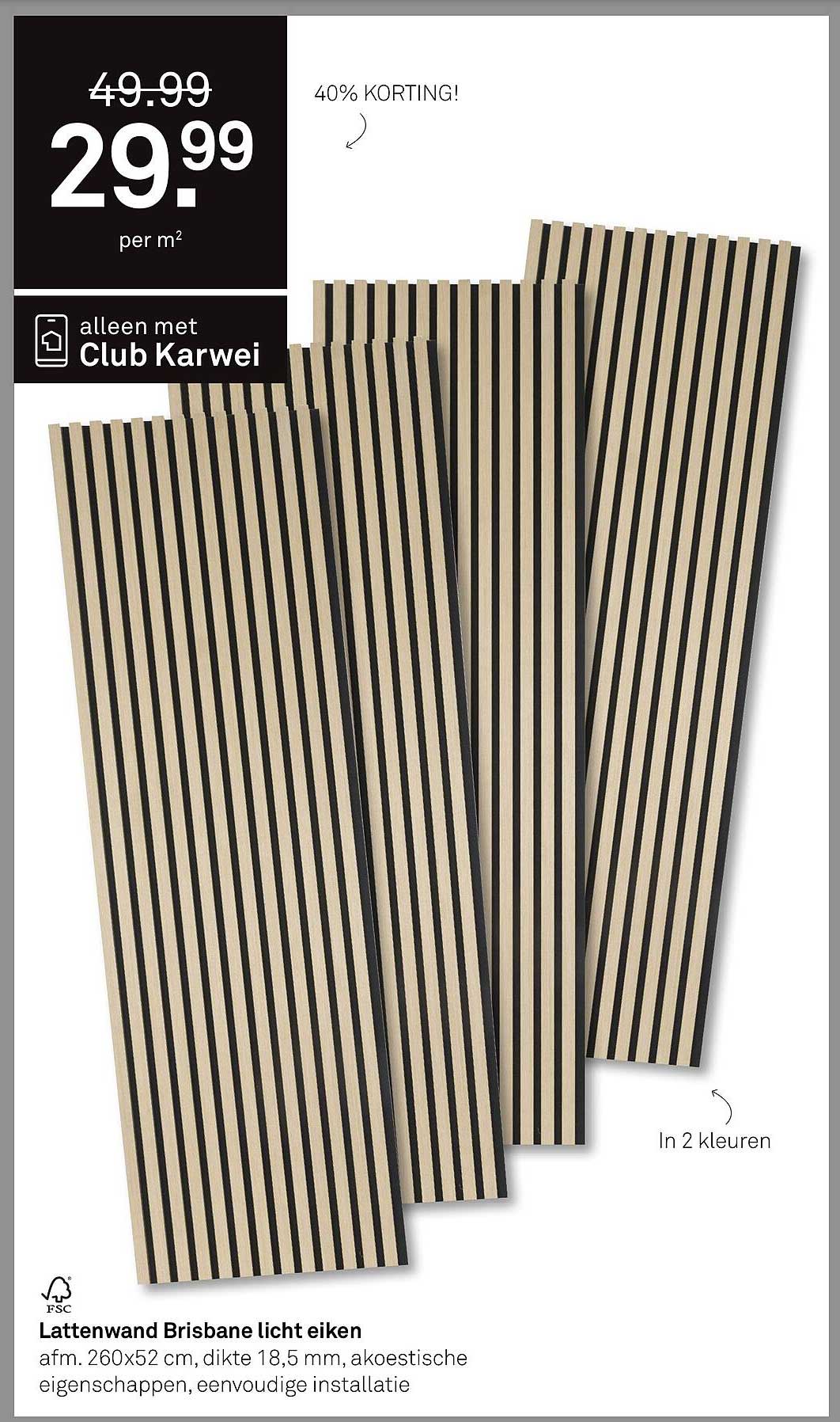 Lattenwand Brisbane licht eiken