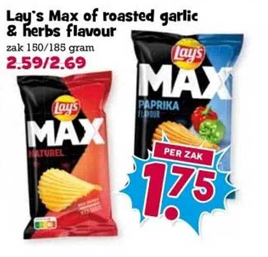 Lay's Max of roasted garlic & herbs flavour