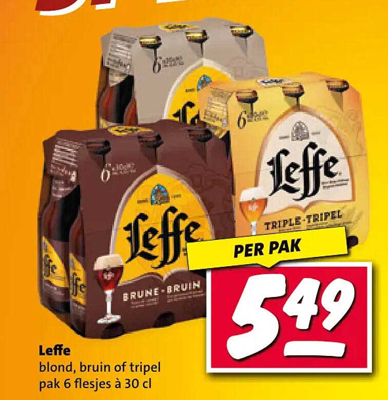 Leffe blond, bruin of tripel pak 6 flesjes à 30 cl