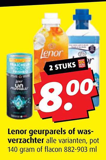 Lenor geureparels of wasverzachter alle varianten, pot 140 gram of flacon 882-903 ml