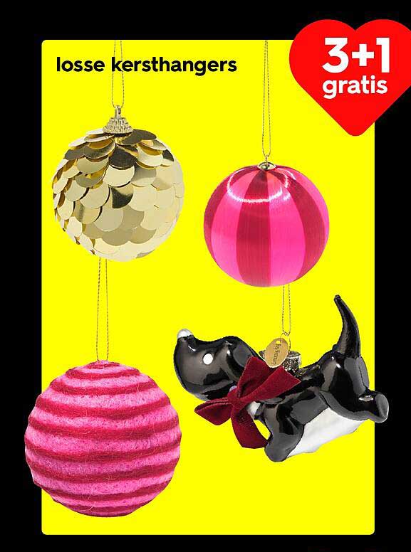 losse kersthangertjes 3 + 1 gratis