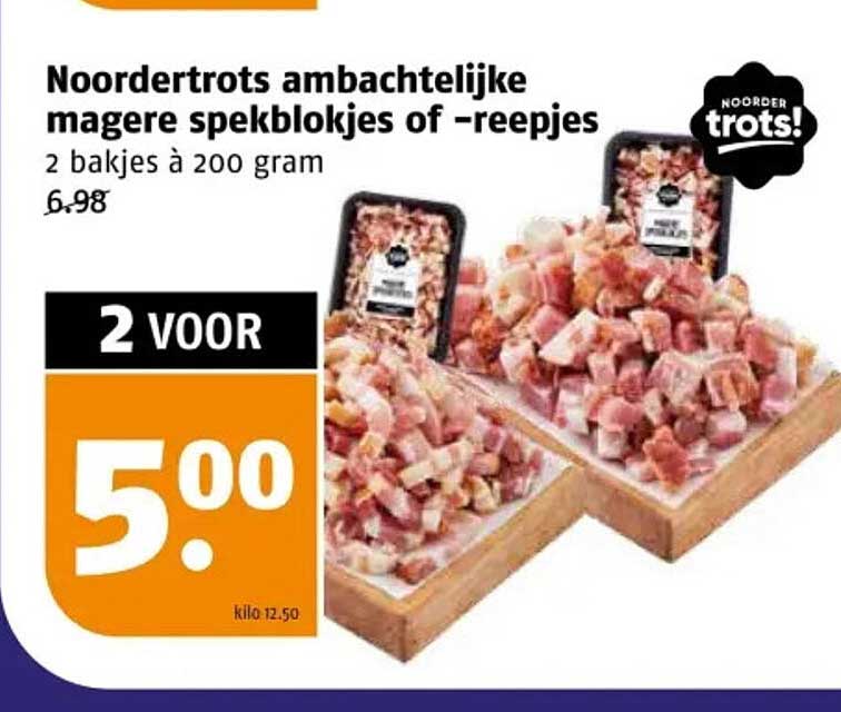 Noordertrots ambachtelijke magere spekblokjes of -reepjes