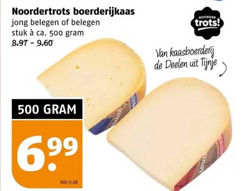 Noordertrots boerderijkaas jong belegen of belegen stuk à ca. 500 gram