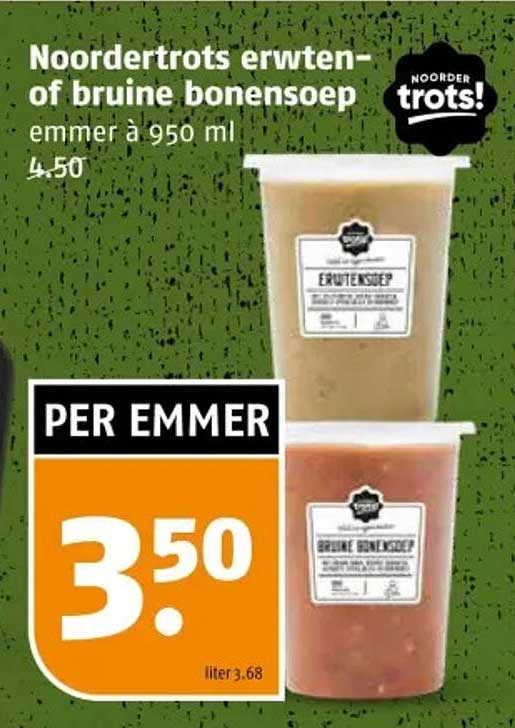 Noordertrots erwten- of bruine bonensoep emmer à 950 ml