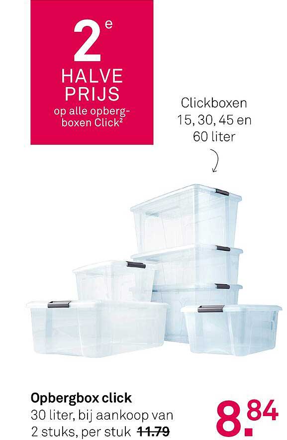 Opbergbox click 30 liter, bij aankoop van 2 stuks, per stuk 8.84