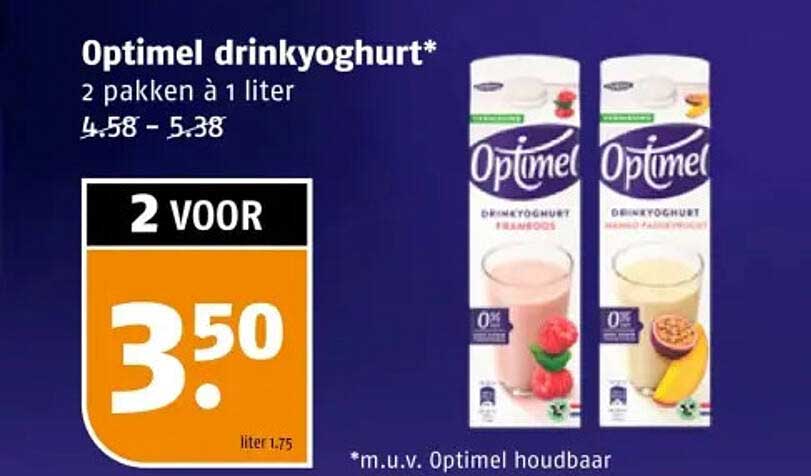 Optimel drinkyoghurt* 2 pakken à 1 liter