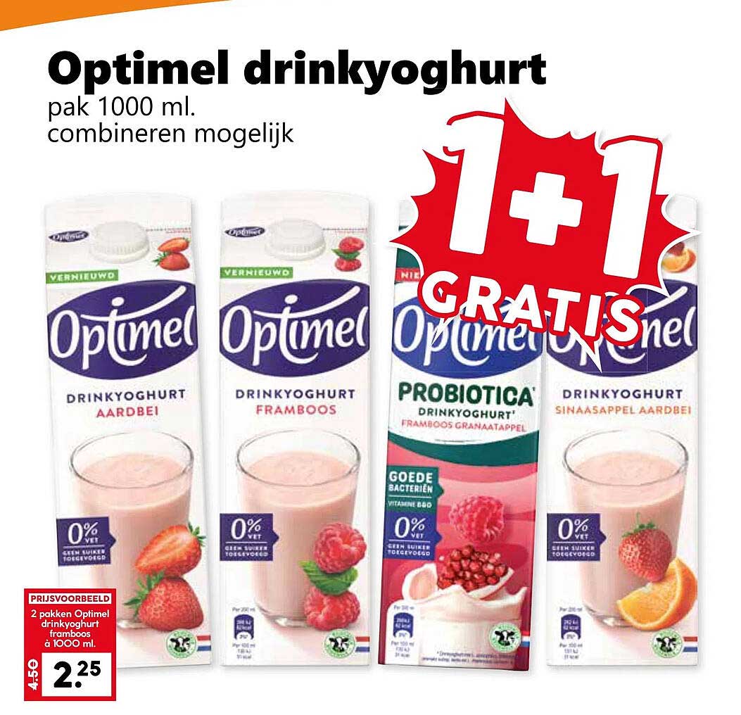 Optimel drinkyoghurt pak 1000 ml.