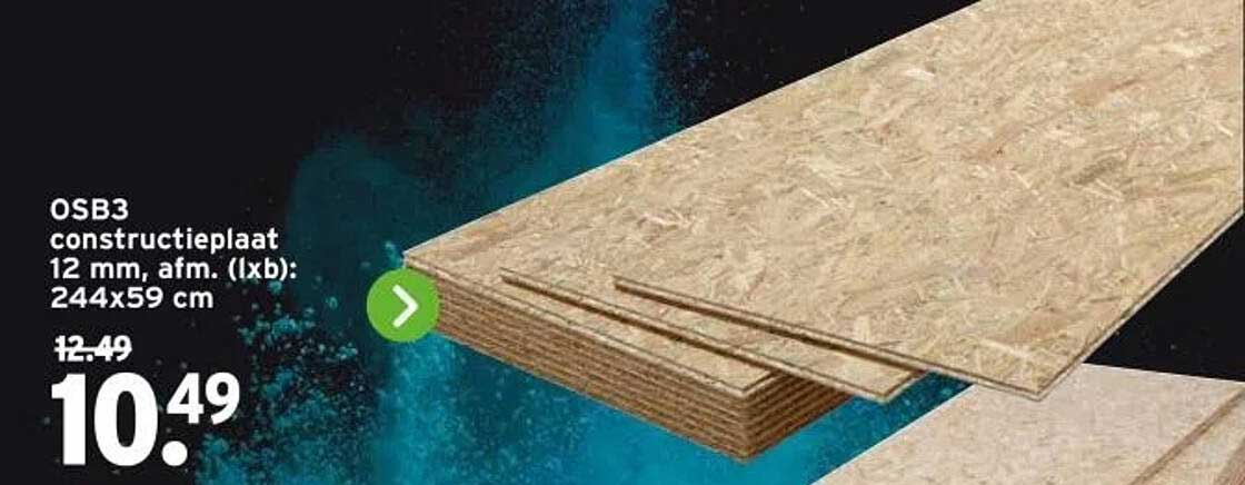 OSB3 constructieplaat 12 mm, afm. (lxb): 244x59 cm
