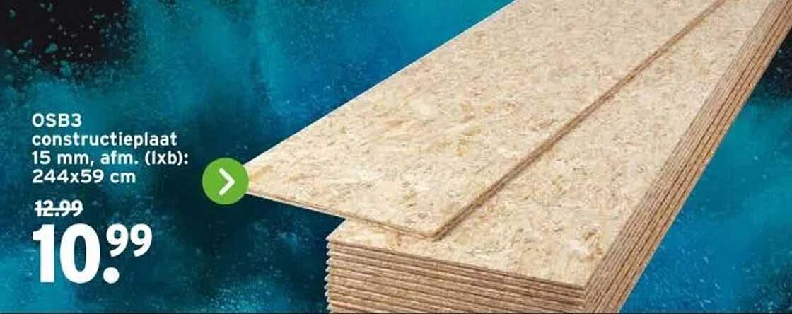 OSB3 constructieplaat 15 mm, afm. (lxb): 244x59 cm
