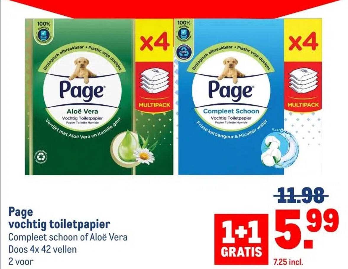 Page vochtig toiletpapier