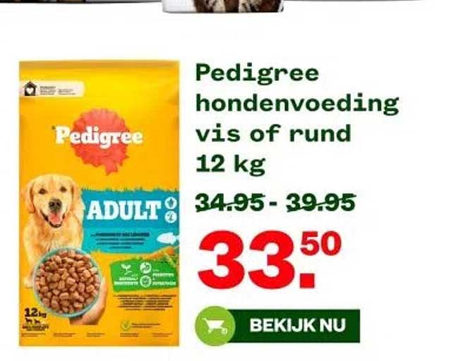 Pedigree hondenvoeding vis of rund 12 kg