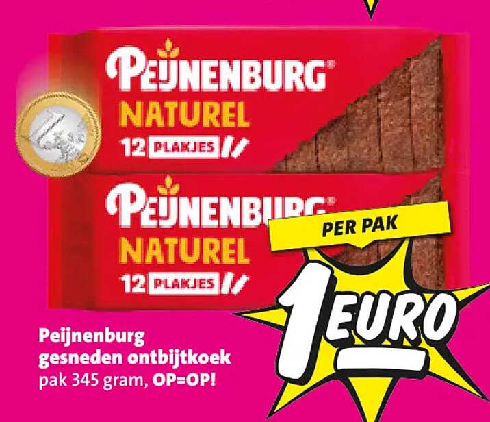 Peijnenburg gesneden ontbijtkoek pak 345 gram, OP=OP!