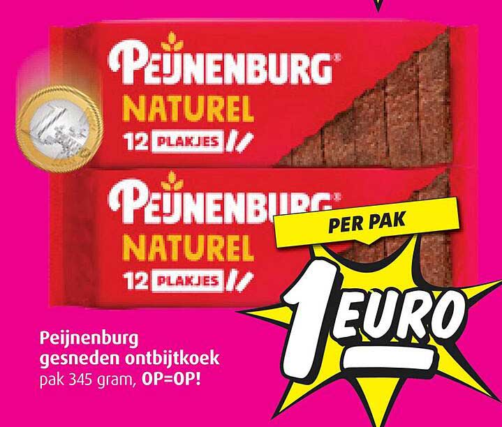 Peijnenburg gesneden ontbijtkoek pak 345 gram, OP=OP!