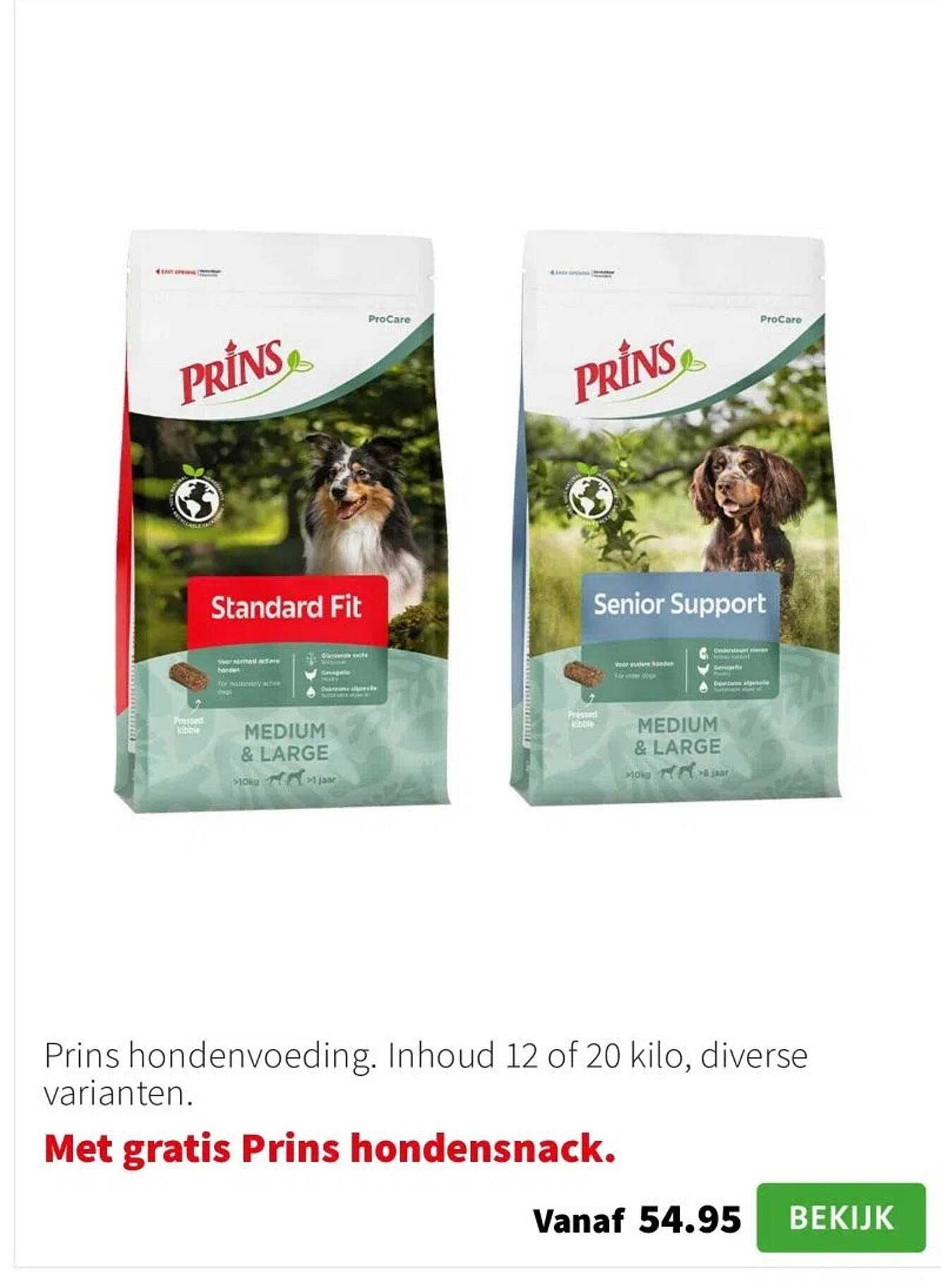 Prins hondenvoeding. Inhoud 12 of 20 kilo, diverse varianten.