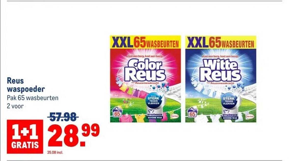 Reus waspoeder - Pak 65 wasbeurten 2 voor