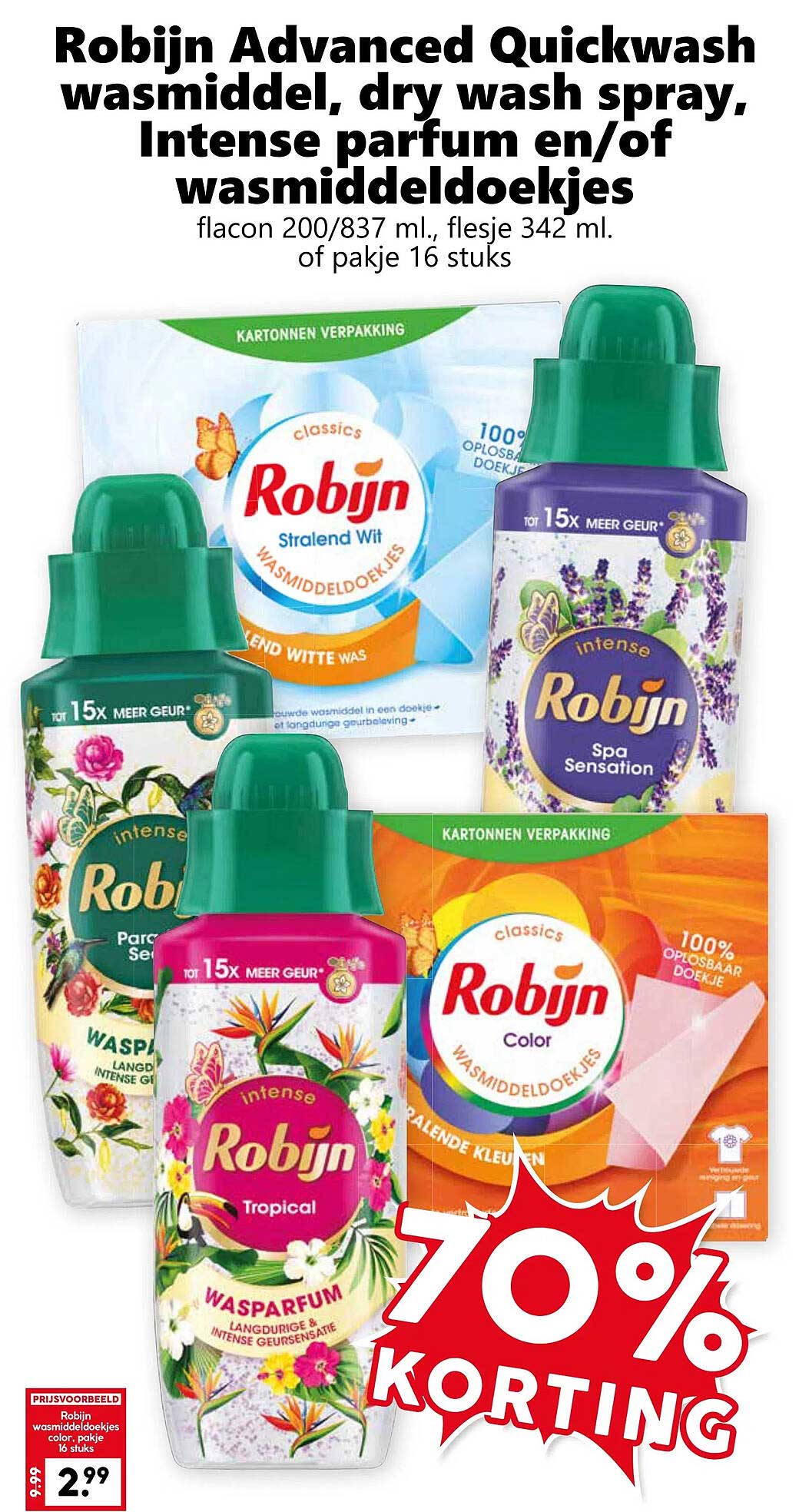 Robijn Advanced Quickwash wasmiddel, dry wash spray, Intense parfum en/of wasmiddeldoekjes