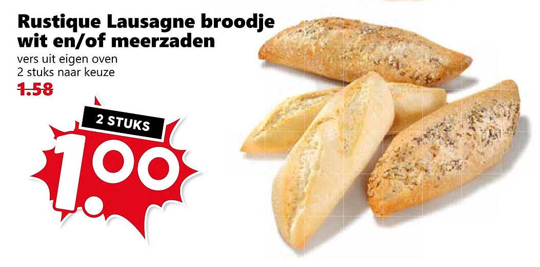Rustique Lausagne broodje wit en/of meerzaden