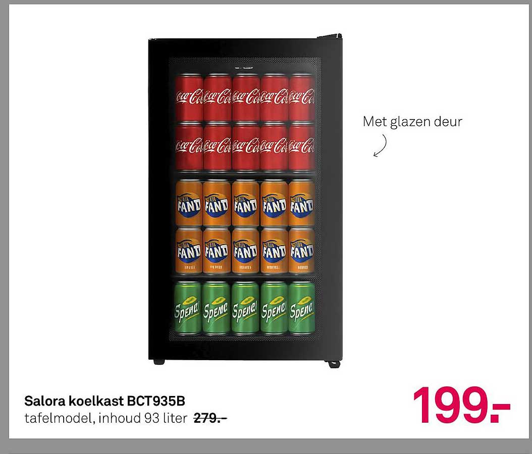 Salora koelkast BCT935B tafelmodel, inhoud 93 liter
