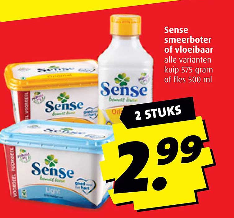 Sense smeerbotter of vloeibaar alle varianten kuip 575 gram of fles 500 ml