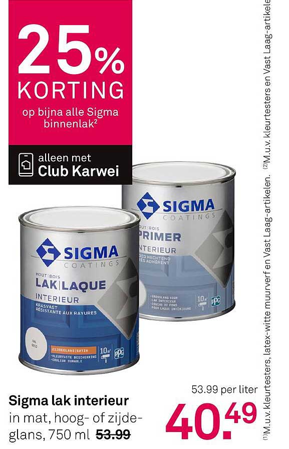 Sigma lak interieur in mat, hoog- of zijdeglans, 750 ml