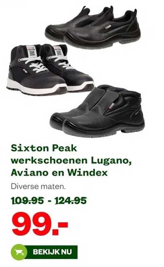 Sixton Peak werkschoenen Lugano, Aviano en Windex