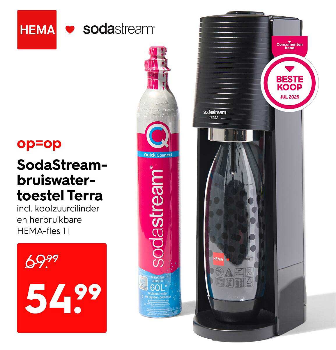 SodaStream-bruiswater-toestel Terra incl. koolzuurcilinder en herbruikbare HEMA-fles 11