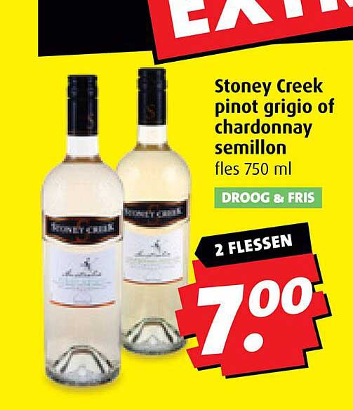 Stoney Creek pinot grigio of chardonnay semillon fles 750 ml